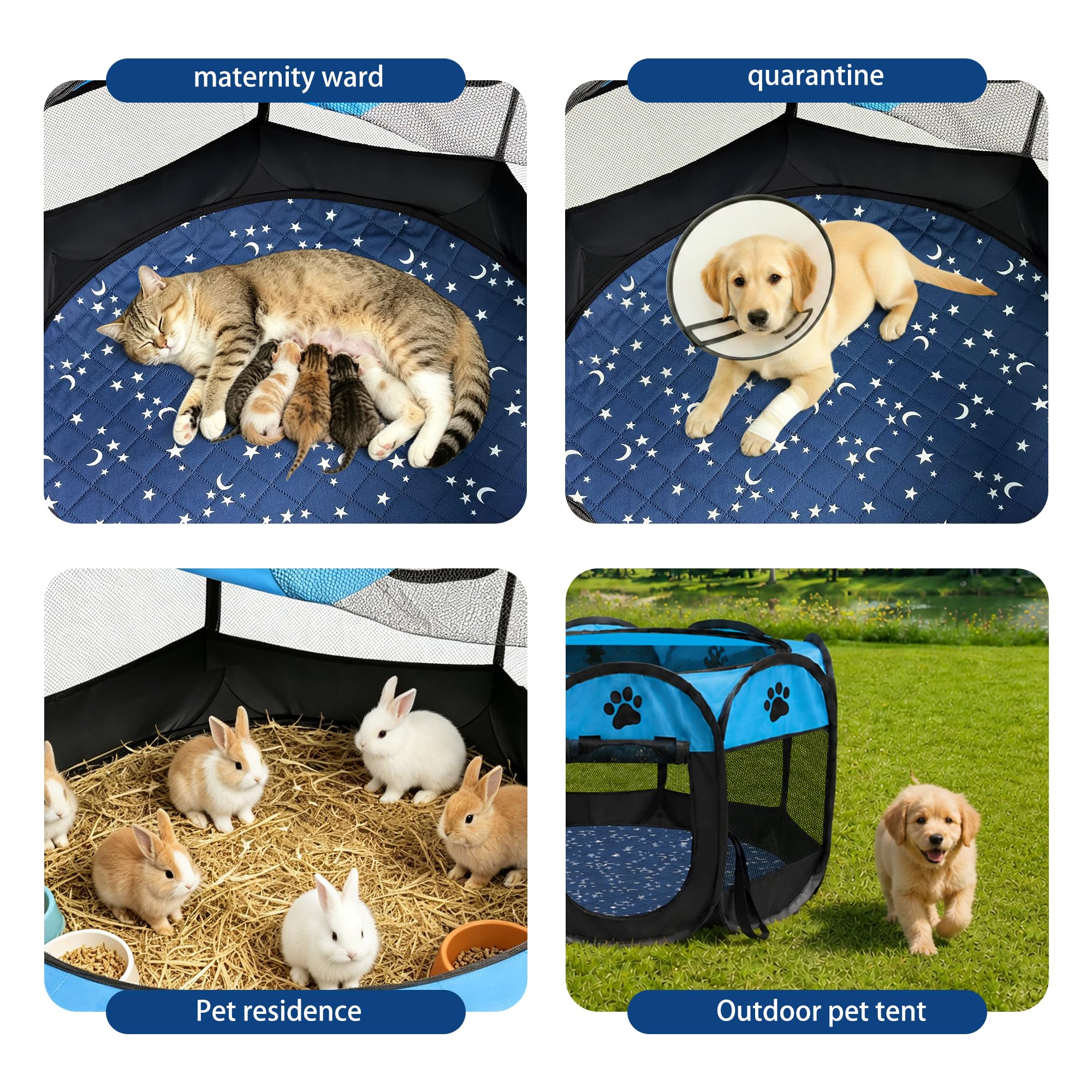 Box per gatti 3 in 1 per gatti chiuso, con cuscinetto e guanto lavabili, box portatile pop-up per cani, tenda pieghevole per animali domestici, per gattini, cuccioli, conigli, piccoli animali