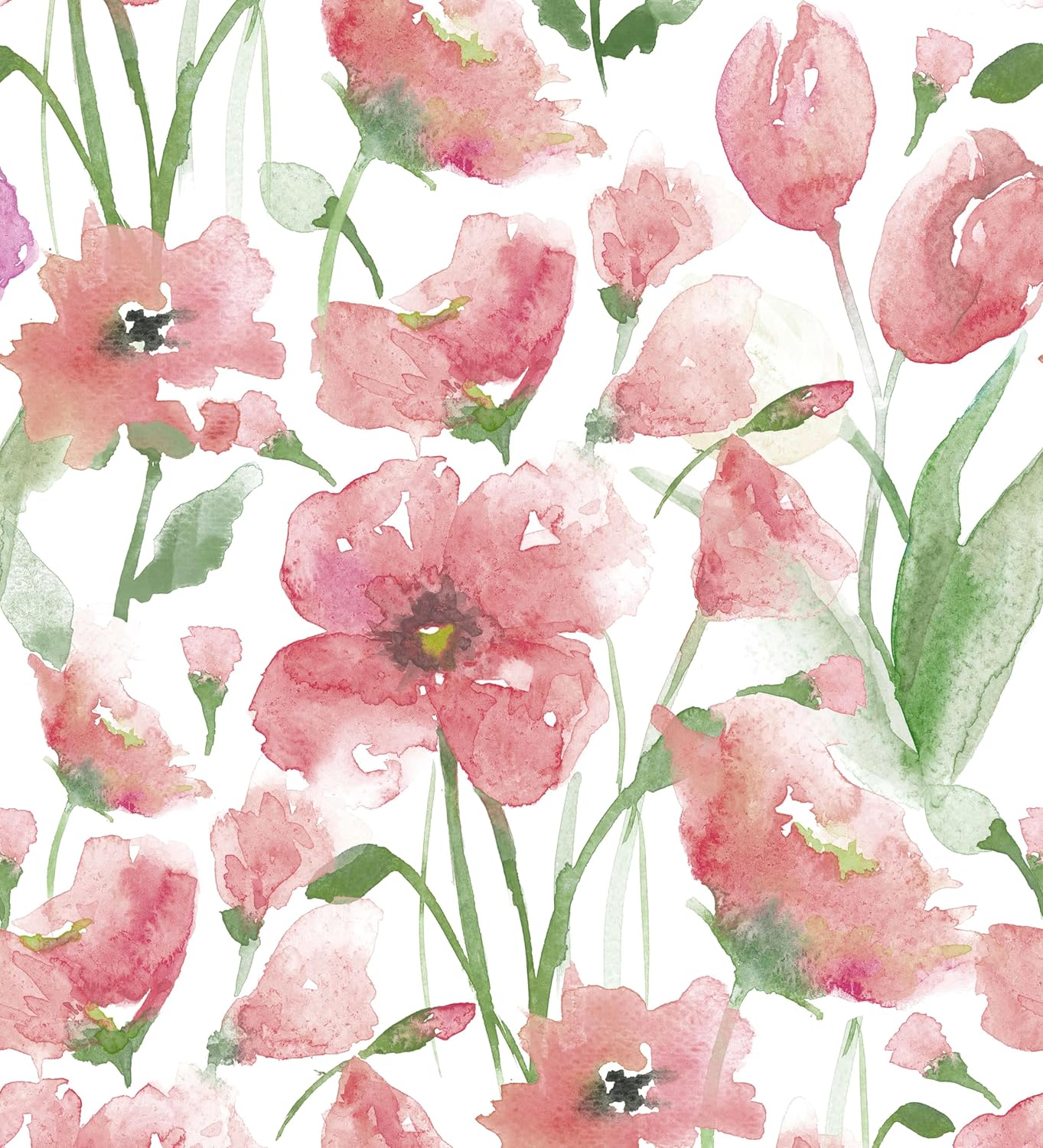 MelunMer Pink Floral Wallpaper Peel and Stick Wallpaper Boho 17.3"x78.7" Self Adhesive Removable Wall Paper for Bedroom/Bathroom Large Floral Contact Paper for Cabinets Nursery Covering Wall Deco