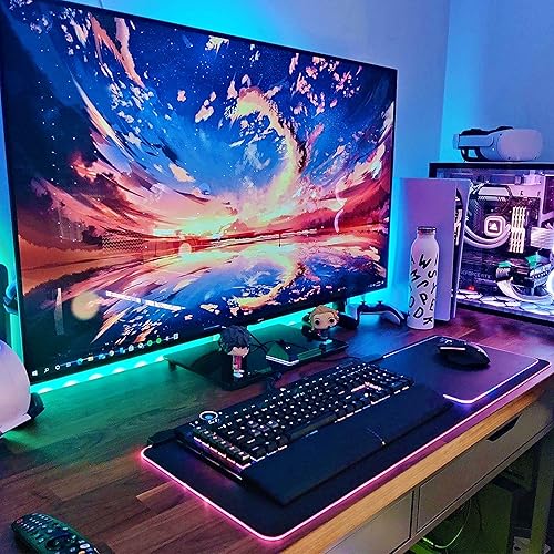 Miniatura 6 de Alfombrilla de mouse grande para juegos, RGB grande con 13 modos de iluminación, alfombrilla de mouse grande LED para teclado grande, base