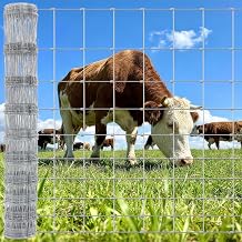 FARMGUARD 6FT*164FT Cattle Fence Net, Hot Dipped Galvanized Fixed Knot Wire Fence, Livestock Fencing for Cattle Sheep Horse Goat, Rustproof Farm Field Boundary Fence.
