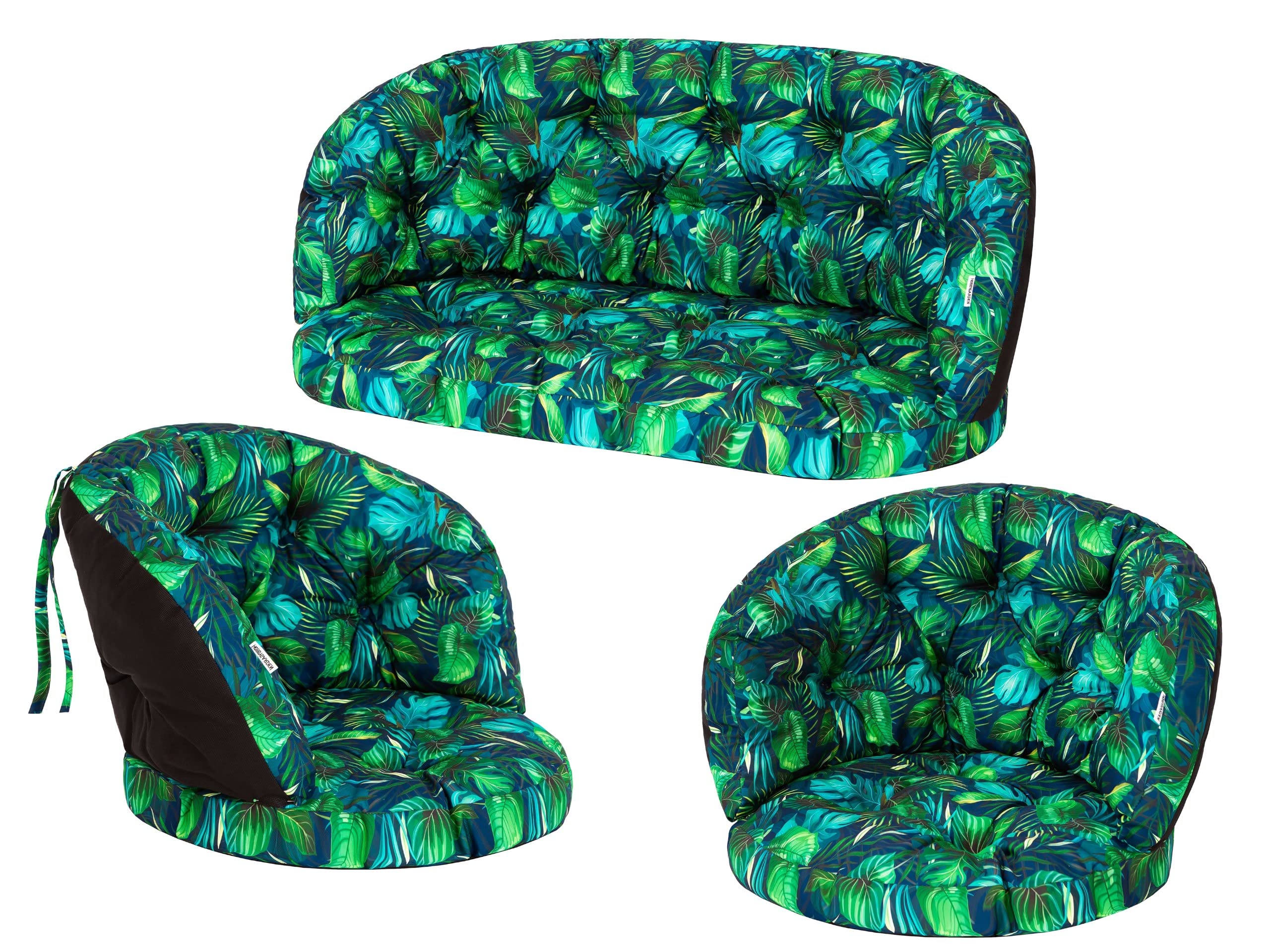 Cuscino per sedia in rattan, panca, panchina, dondolo, cuscino da giardino, 2 + 1 cm, foglia blu