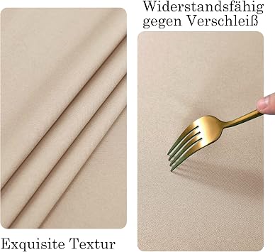 XWZO Rectangular Tablecloths, Washable, Wipe-Clean Table Linen, Water-Repellent Tablecloth, Table Linen, Stain Protection, 1 Piece, 130 x 130 cm, Cream