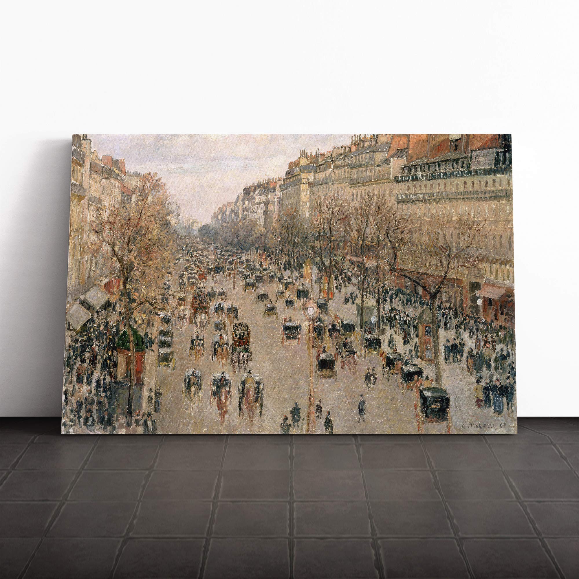 Camille Pissaro Boulevard Montmartre Canvas Print | Gallery Wrapped 30mm Frame Wall Art | 24x16 inches | Ready to Hang | Modern Picture | Living Room Bedroom Lounge Office