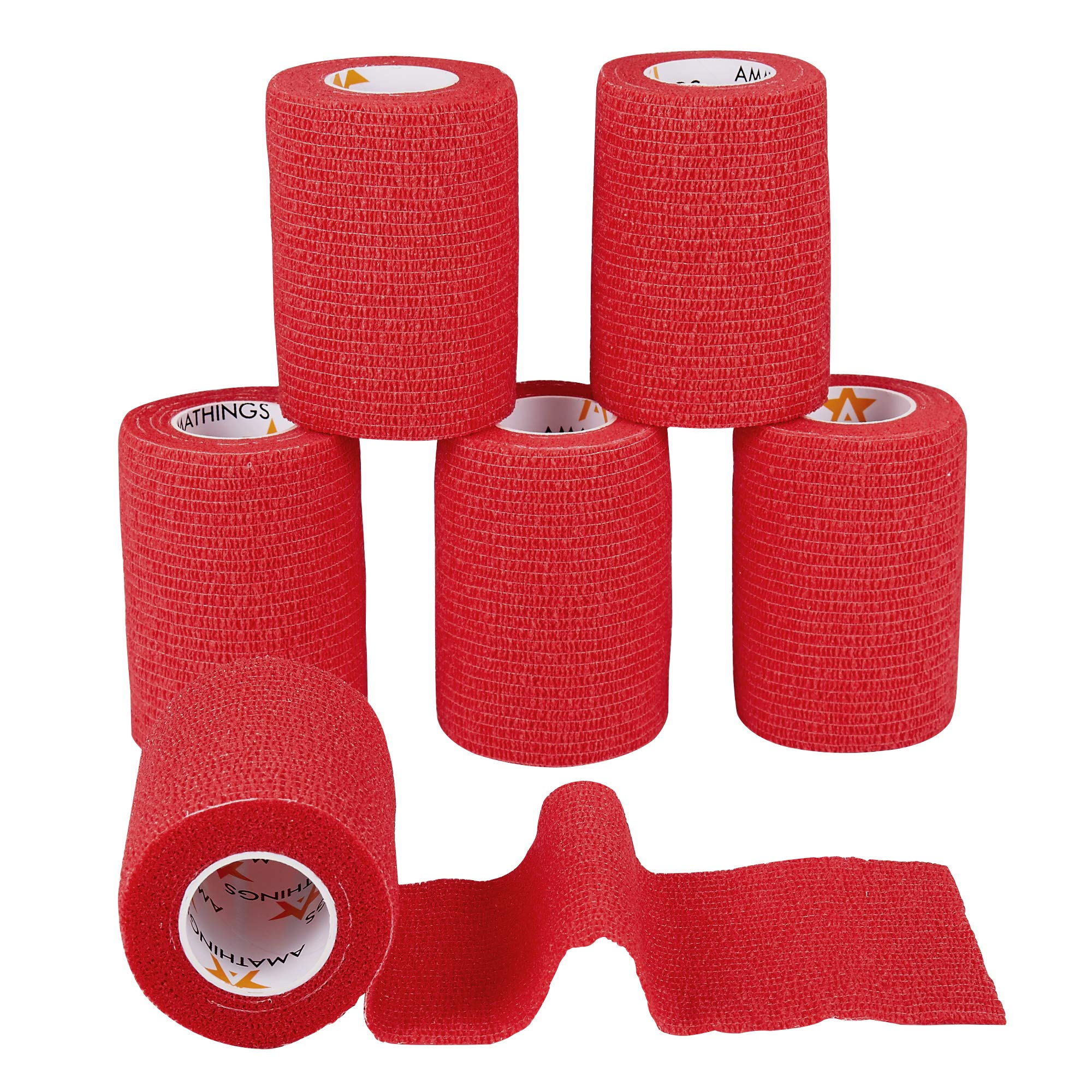 AMATHINGSPack of 6 Self-Adhesive Bandages - Self-Adhesive Bandage 7.5 cm Wide and 4.5 m Long - Cohesive Bandage for Fingers, Hand, Toes - Bandage Self-Adhesive Tape Finger Plaster Roll