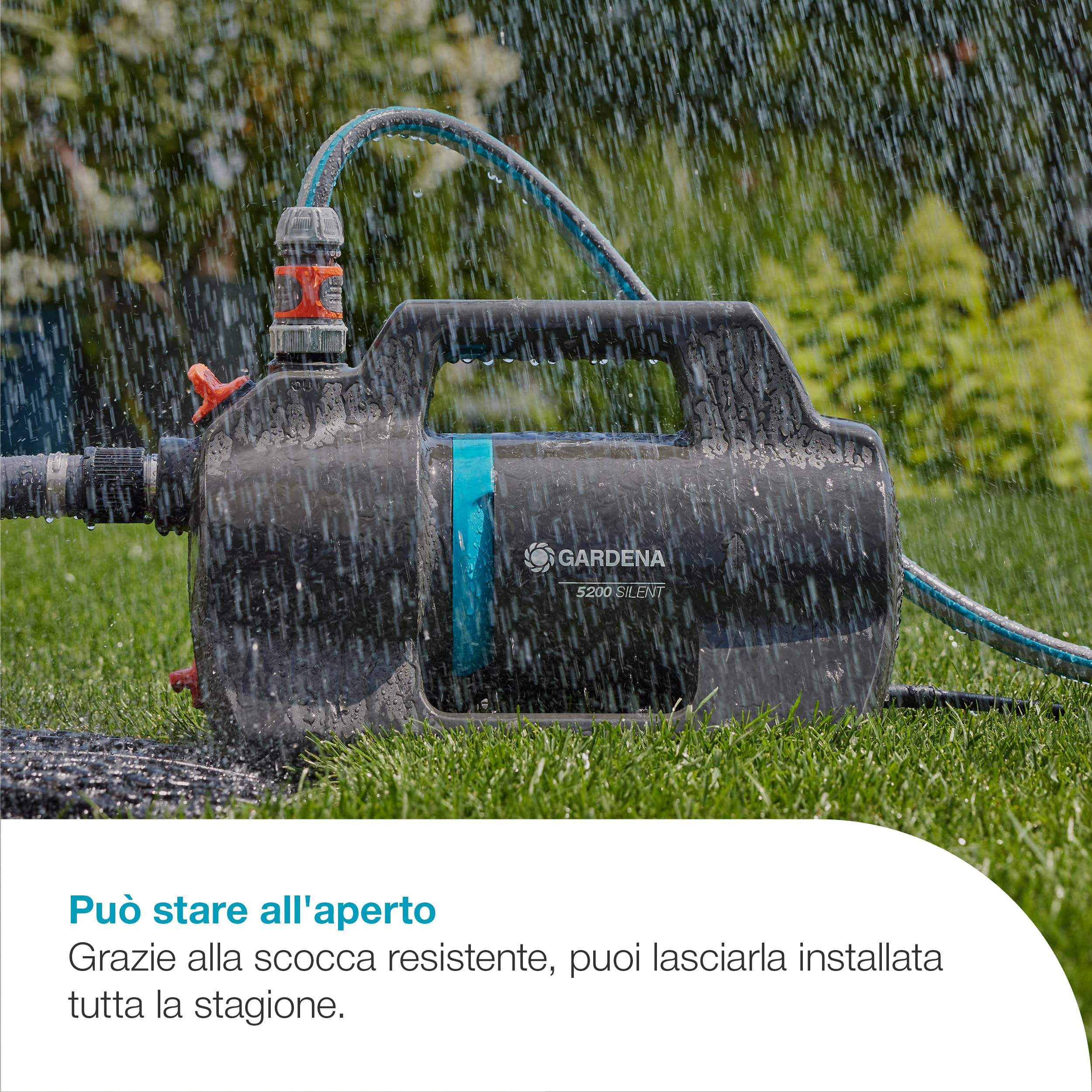 Gardena Pompa da Giardino 5200 Silent Pompe: 26% di portata in più a parità di consumo energetico rispetto al modello precedente*, Funzionamento silenzioso (9084-20 9084-61)