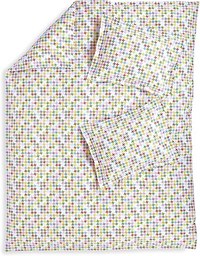 Kid Made Modern Juego de edredón de pata de gallo arcoíris tamaño matrimonial