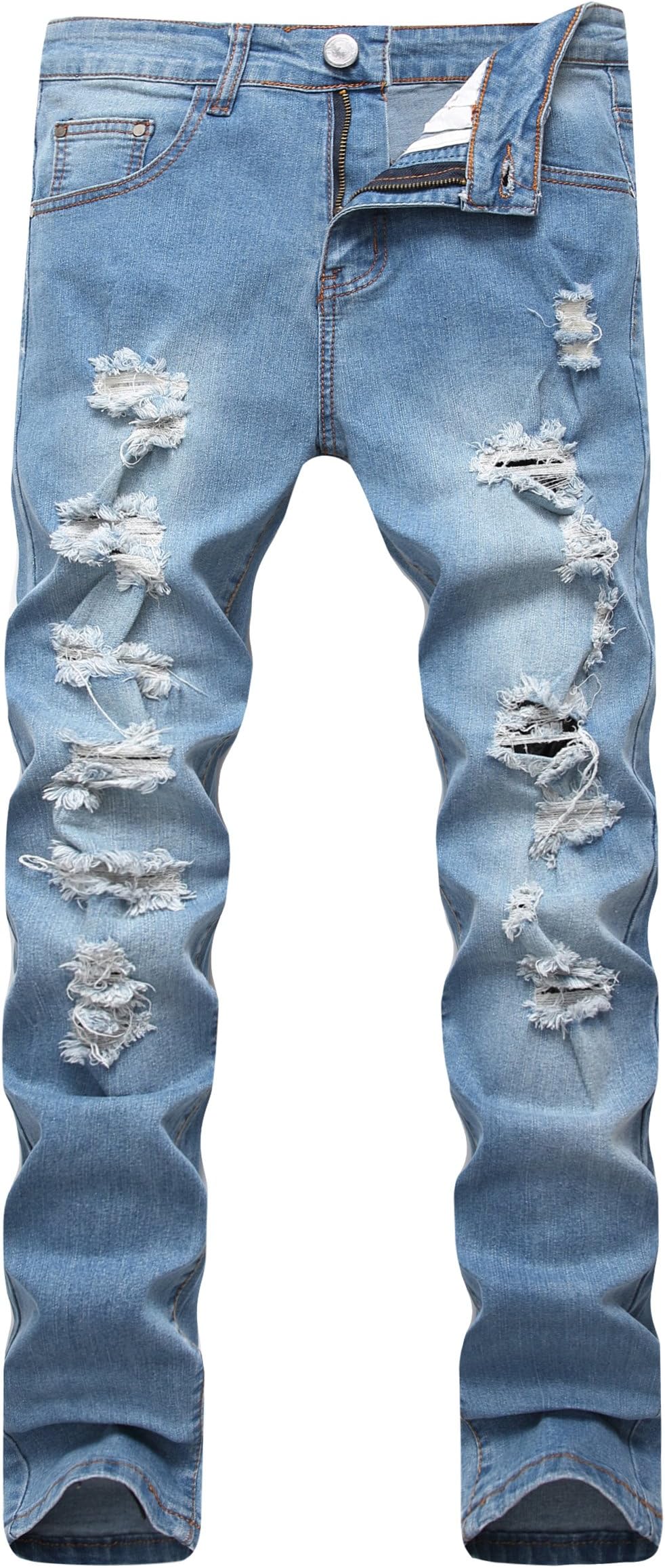 COOSVENMen's Skinny Ripped Jeans Slim Fit Distressed Stretch Denim Pants