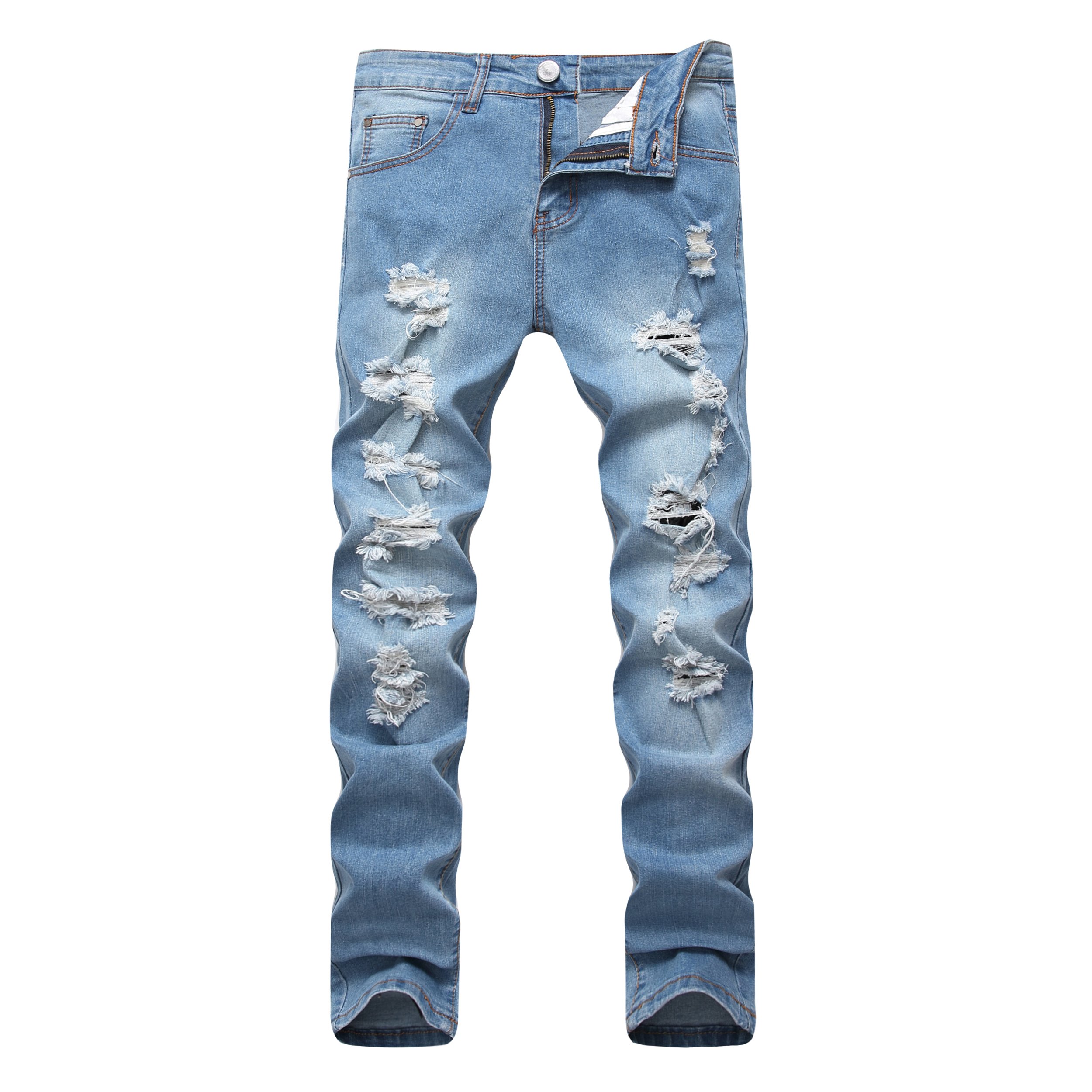 COOSVENMen's Skinny Ripped Jeans Slim Fit Distressed Stretch Denim Pants