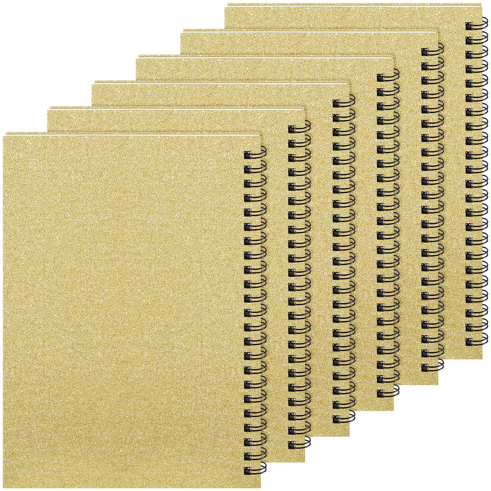 Yahenda 6 Pcs Spiral Notebooks, 1 Subject, Wide Ruled, Glitter Gold