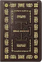 Bíblia Sagrada Católica, Letra Grande, Molduras, Couro-soft marrom, Leitura Perfeita