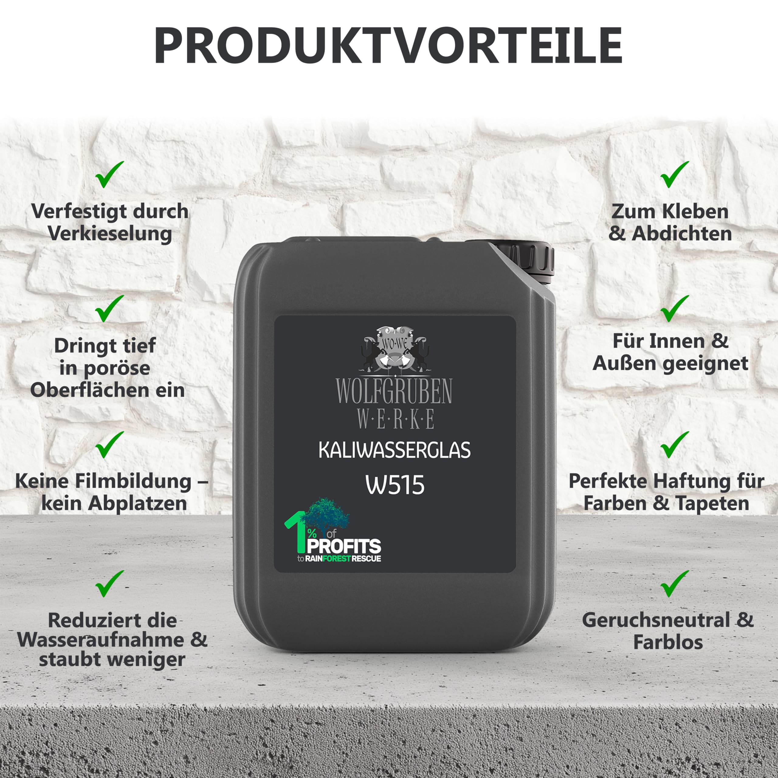 WO-WE Kaliwasserglas Haftgrund Bindemittel Versiegelung Wasserglas Mauerabdichtung W515-10L
