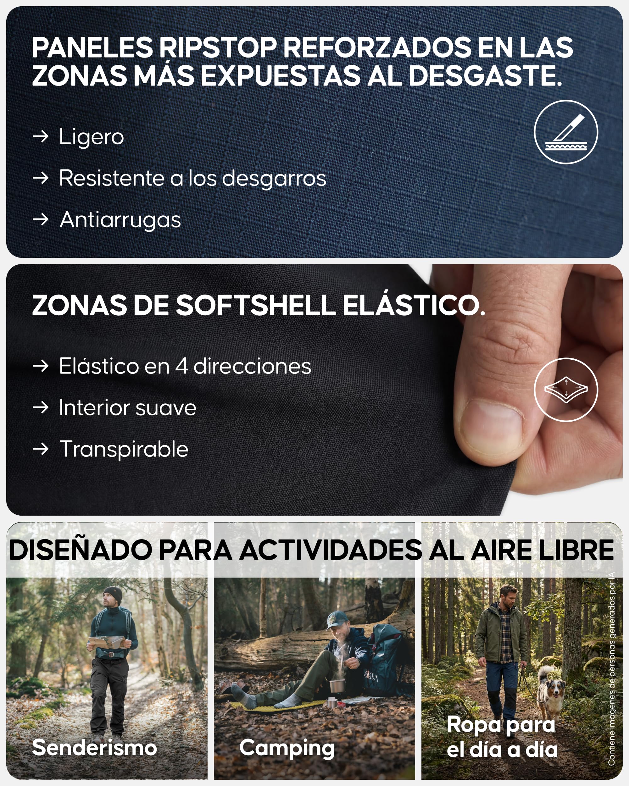 DANISH ENDURANCE Pantalones Trekking Hombre, Impermeables, Ajuste Regular