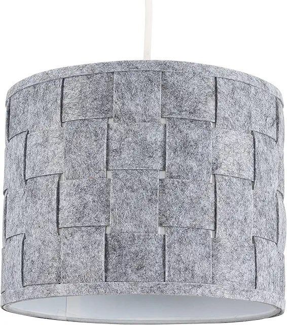 Modern Grey Felt Drum Lamp Shade - 260mm Width