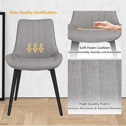 Miniatura 4 de LUCKYERMORE Juego de 2 sillas de comedor de cuero, modernas sillas de cocina de vinilo resistente, marco de metal, cómodas, impermeables y