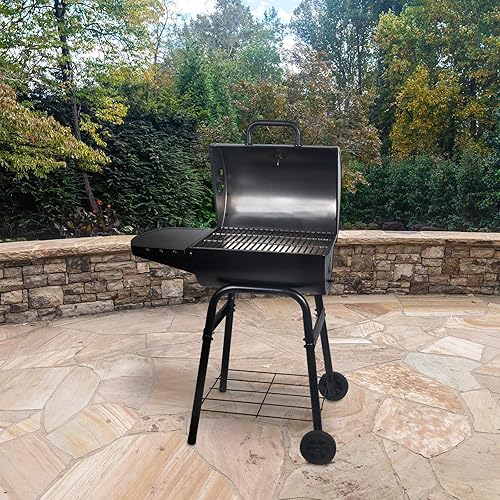 Miniatura 4 de Char-Griller King-Griller Gambler - Parrilla de carbón y ahumador con control de humo con compuerta, rejillas de hierro fundido y estante lateral,