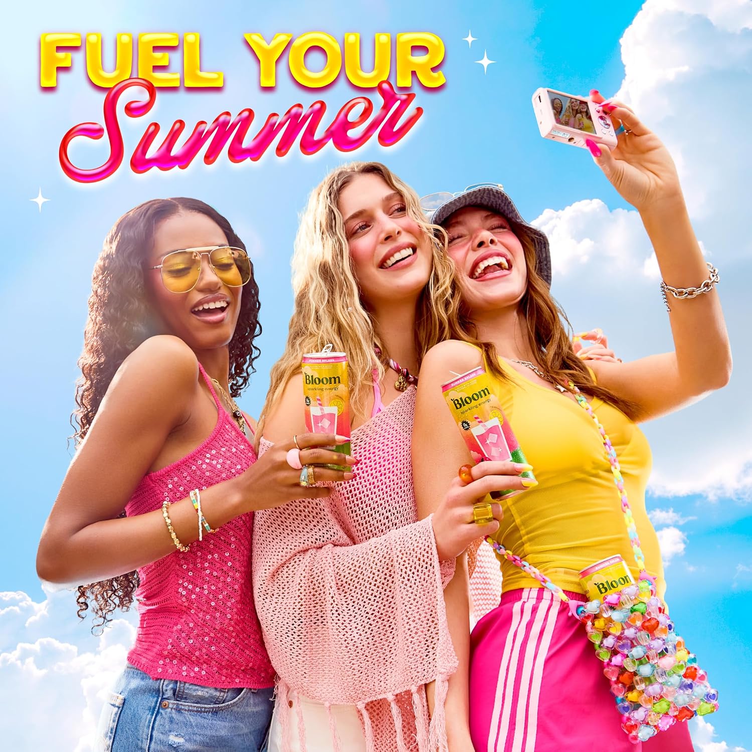 Bloom Nutrition Sparkling Energy Drink - Natural Caffeine, Zero Sugar, 180mg Caffeine - Antioxidant-Rich with Green Coffee Bean, Green Tea Extract, Prebiotics - Summer Splash - 12oz 12 Pack