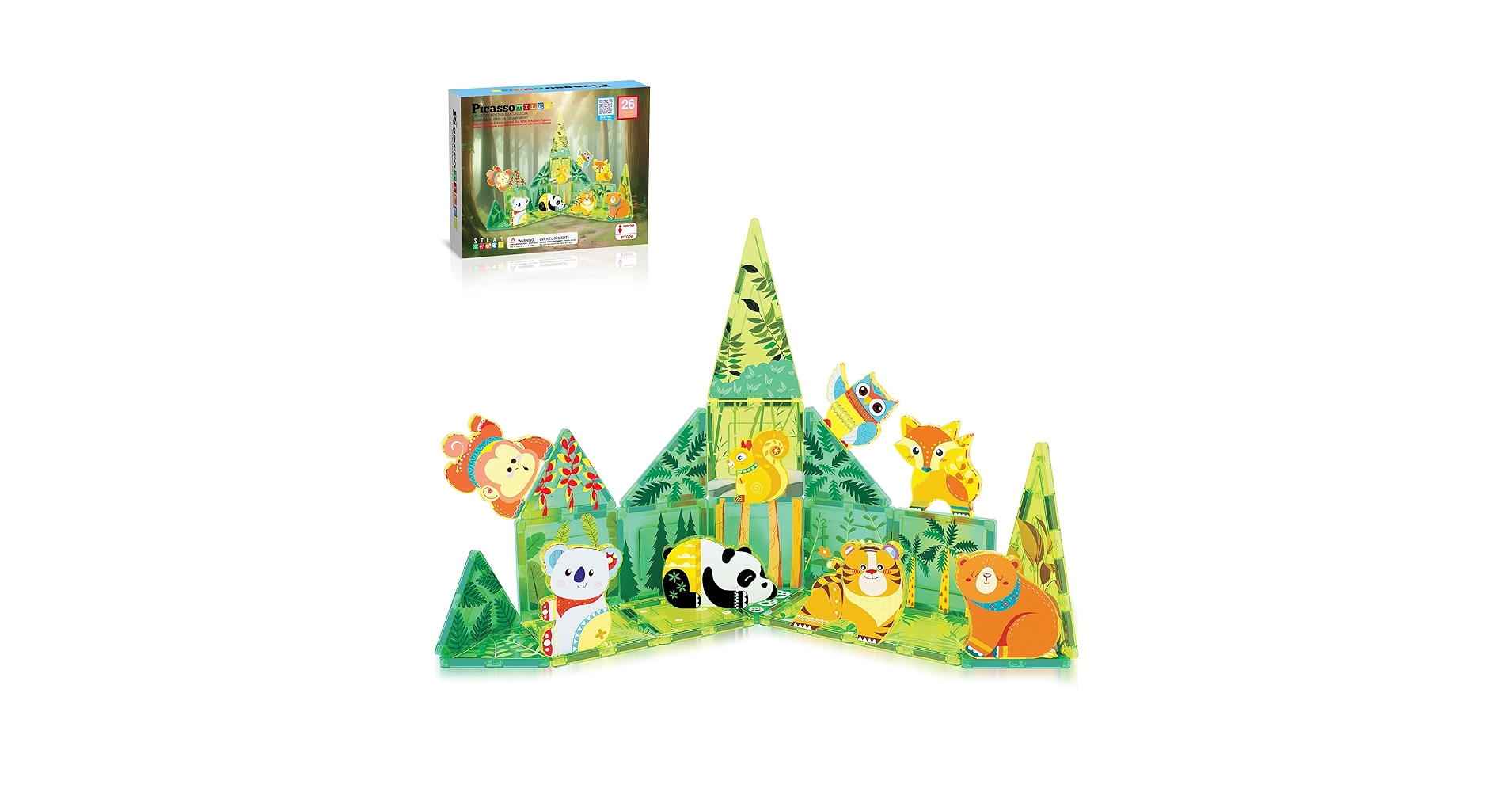 ピカソ　タイル　置物 Amazon.com: PicassoTiles Magnet Tile Building Blocks Forest