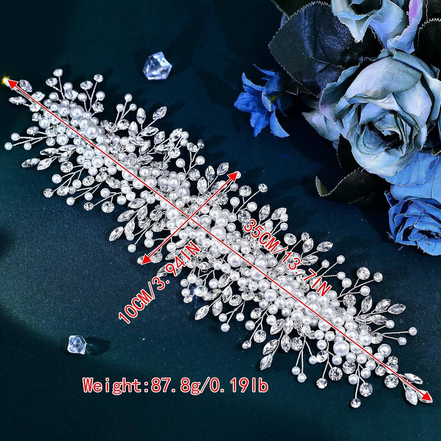 Pearl and Rhinestone Bridal Headpiece, Wedding Headband - Image 6