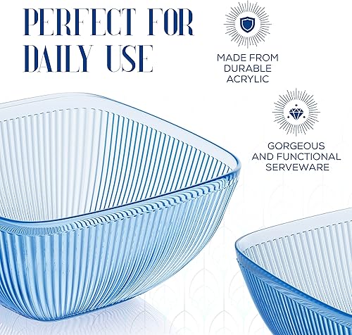 Miniatura 3 de Elle Decor Tazones acrílicos acanalados, juego de 4 tazones para servir de 13.52 onzas para uso diario, resistentes, ligeros y fáciles de limpiar,