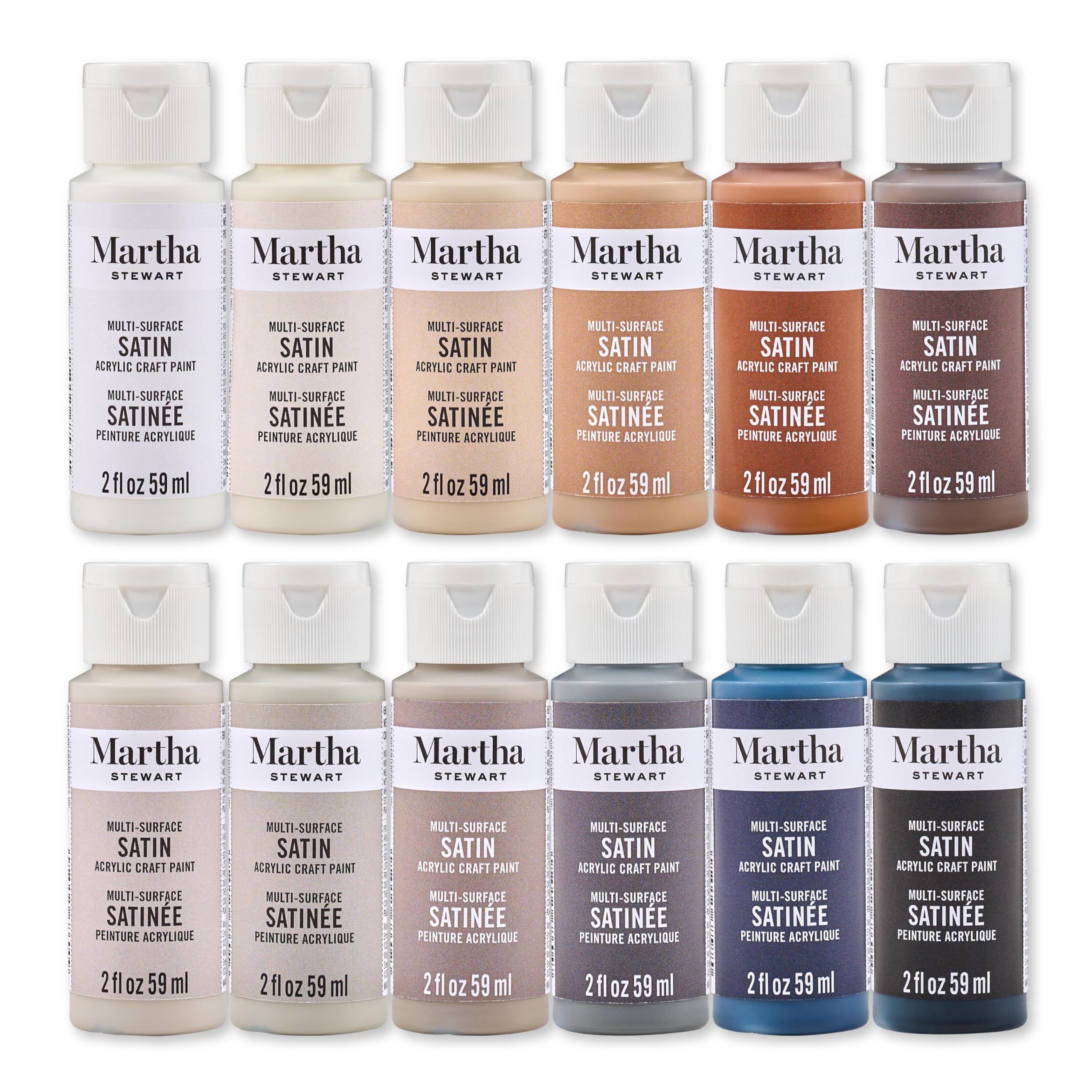 Martha Stewart, Multi-Surface Satin 12 pc Paint Set, Elevated Neutrals