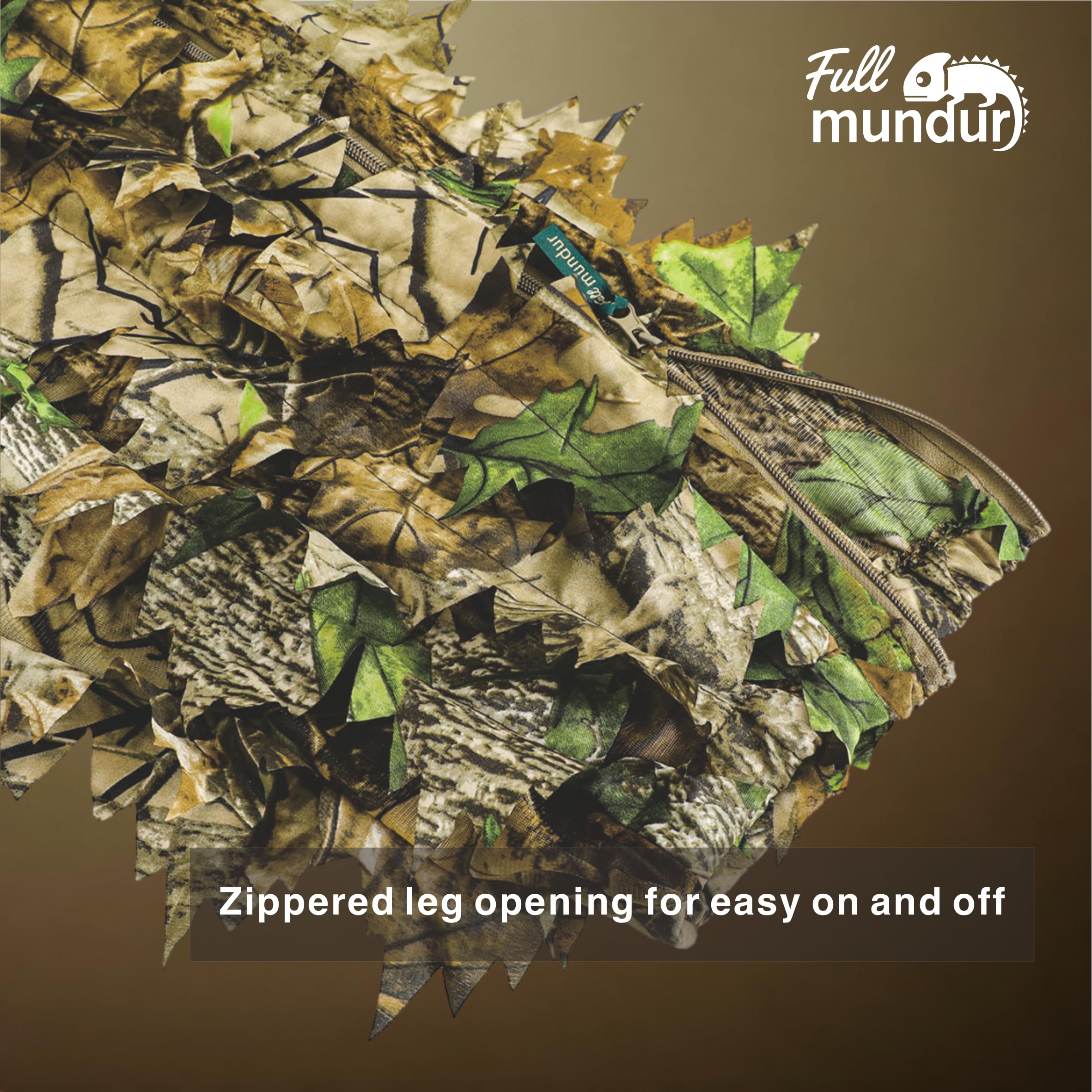 Camo kurtka myśliwska, kombinezon z liści