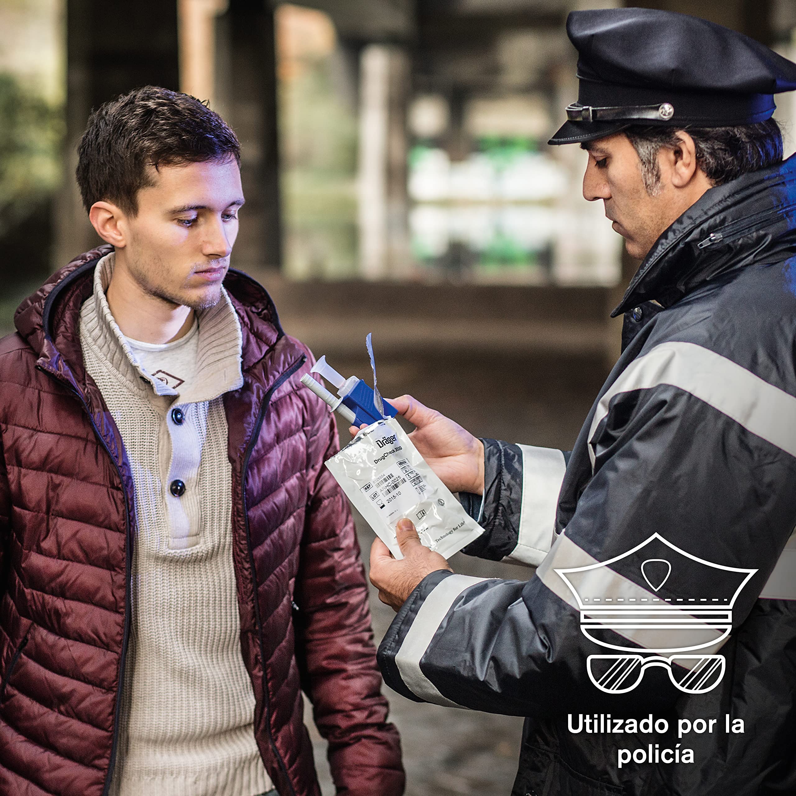 Dräger DrugCheck 3000 3 tests multidrogas con saliva de un solo uso, Detector de 6 drogas: THC (marihuana), benzodiacepina, cocaína, anfetaminas, MDMA y opiáceos, Test de efecto agudo