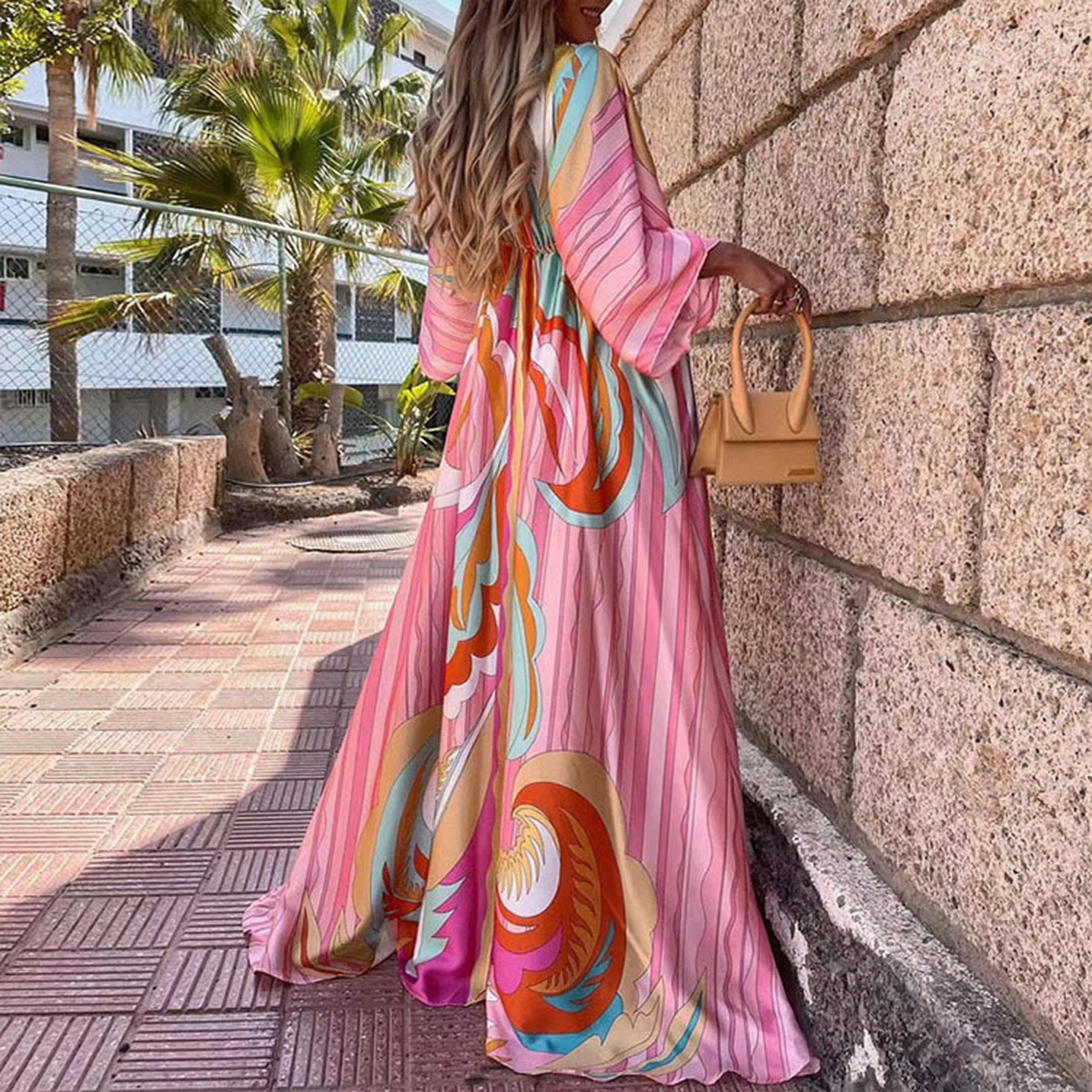 Abito Estivo da Donna con Stampa di Nuova Moda, Temperamento in Pizzo Sciolto, Grande Abito Altalena