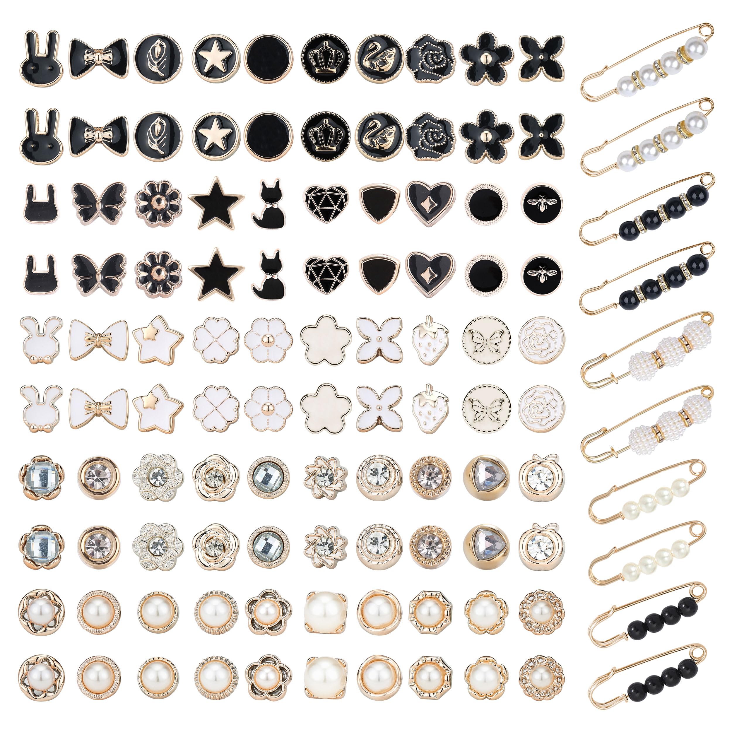 Broche Vêtement Décorative 40 Broches De Boutons Pour Chemise - Anti-Exposition Accidentelle - Décoration Vêtements, Foulards - Styles Variés Décoration Chemise Perles