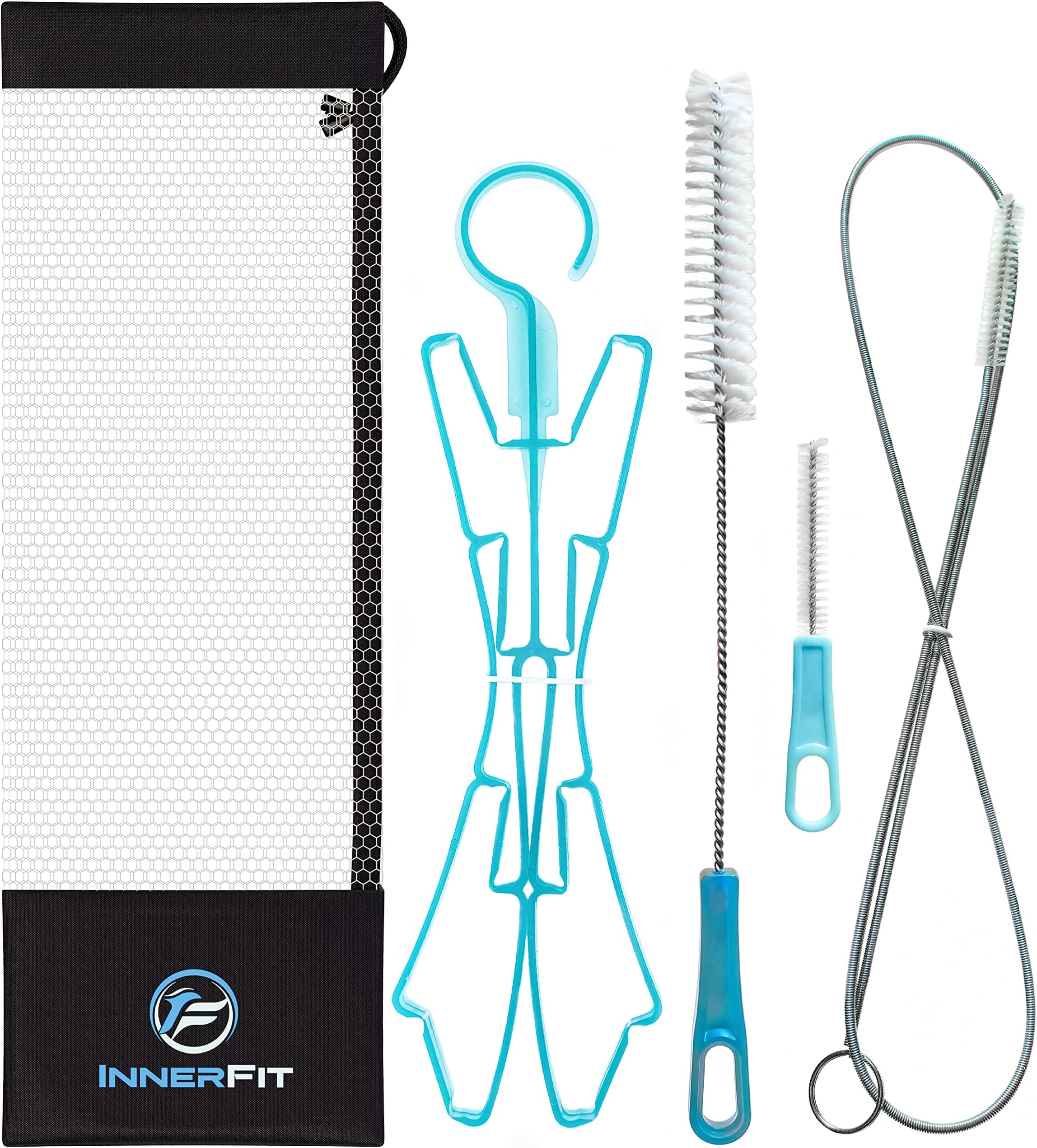 InnerFit Hydration Bladder Cleaning Kit - 5 in 1 Water Bladder Cleaning Kit - 3 Brushes - 1 Collapsible Frame - 1 Carrying Pouch