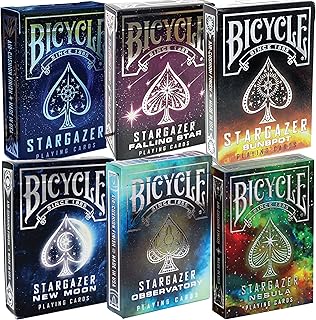 Bicycle Playing Cards 6 Deck Collector's Bundle | Bicycle Stargazer New Moon | Stargazer Observatory | Stargazer Nebula | Bicycle Stargazer | Bicycle Stargazer Sunspot | Bicycle Falling Star