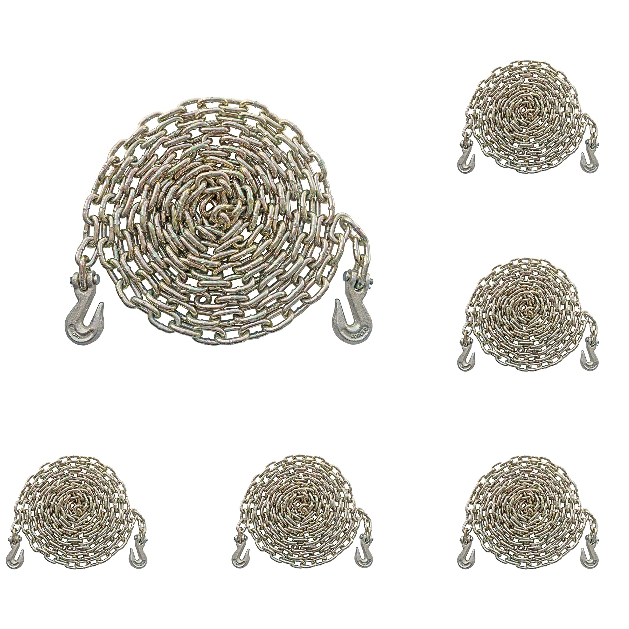 Mega Cargo Control 5/16" G70 Transport Set - Chains | 20 FT - Grade 70 Binder Chains with Grab Hooks | Tow and Hauling on Flatbed, Trailers, Truck (6