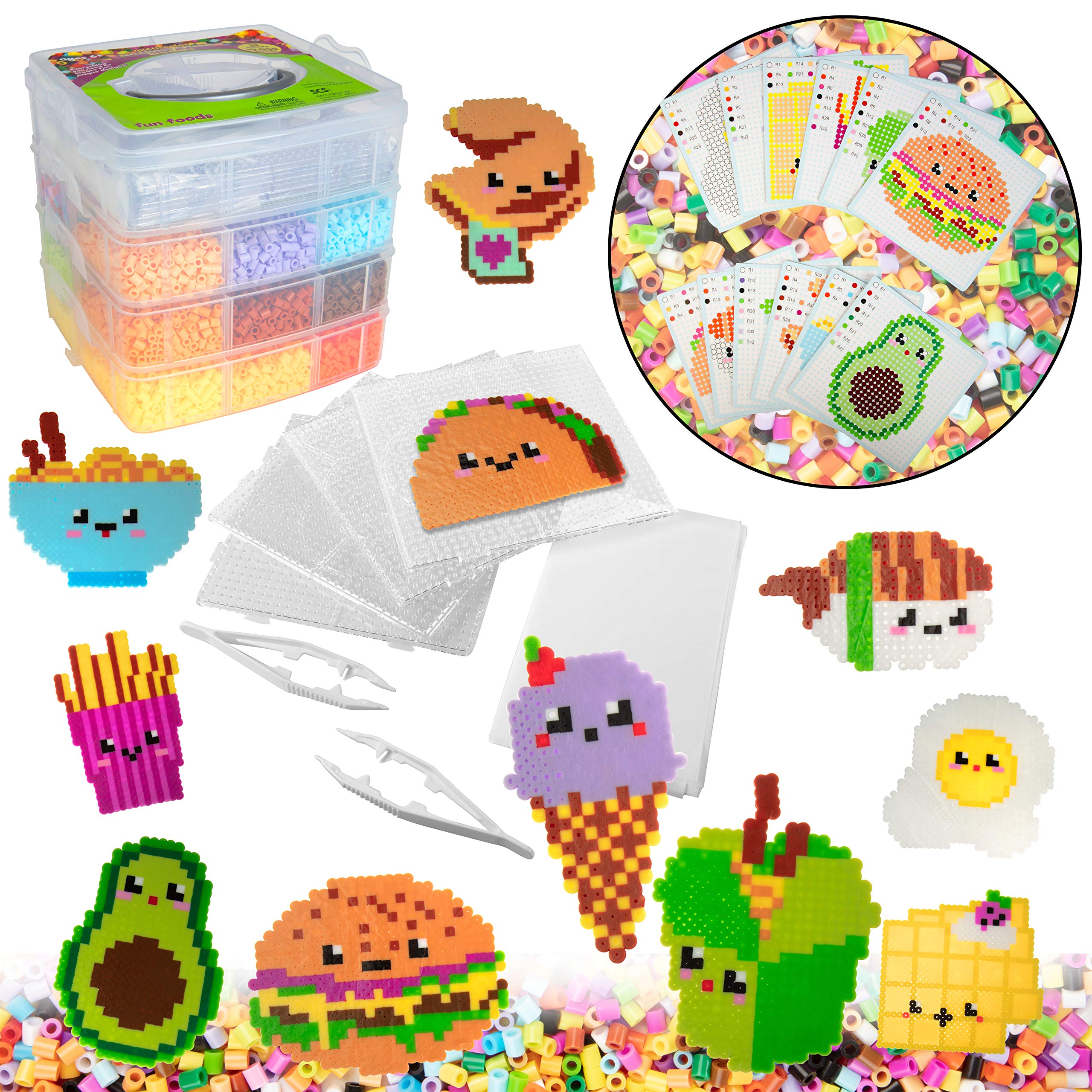 Buy 10,000pc DIY Fuse Bead Kit w Carrying Case Fun Foods 22 Colors