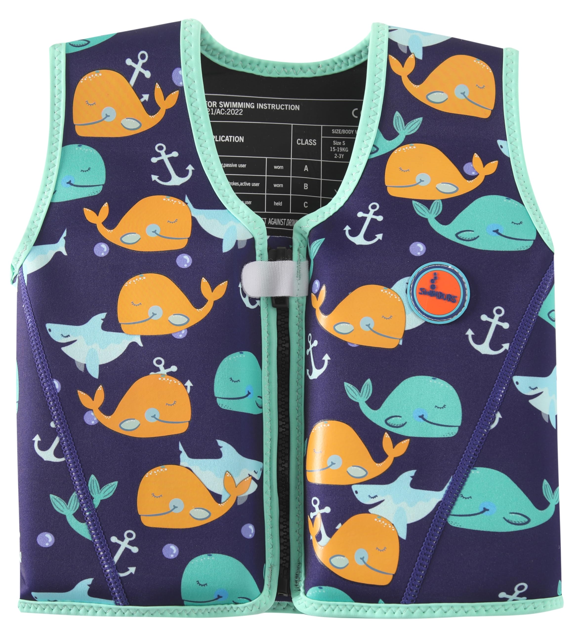 Swimbubs Kids Swim Vest – Swimming Jacket for Baby, Toddler & Kids, Learn to Swim Buoyancy Aid Float Vest (2-3 Years, Blue Whale)
