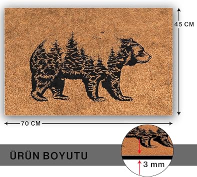 Monnhein Tasarımlı Dekoratif Kapı önü Paspas, Dış Mekan/Ev İçi/Banyo/Mutfak/Yatak Odası/Giriş Paspasları (Bear, 45X70)