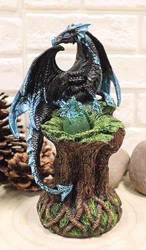 Miniatura 7 de Ebros Blue Midnight Dragon Mother Guarding Huevo translúcido con luz nocturna LED, figura como Calabozos y Dragones, decoración de fantasía,