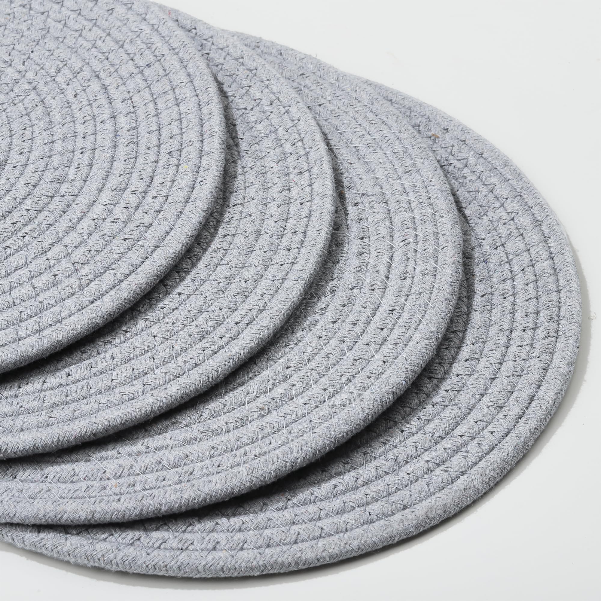 fanquare Set of 4 Round Placemats, Cotton Braided Placemats - Image 3