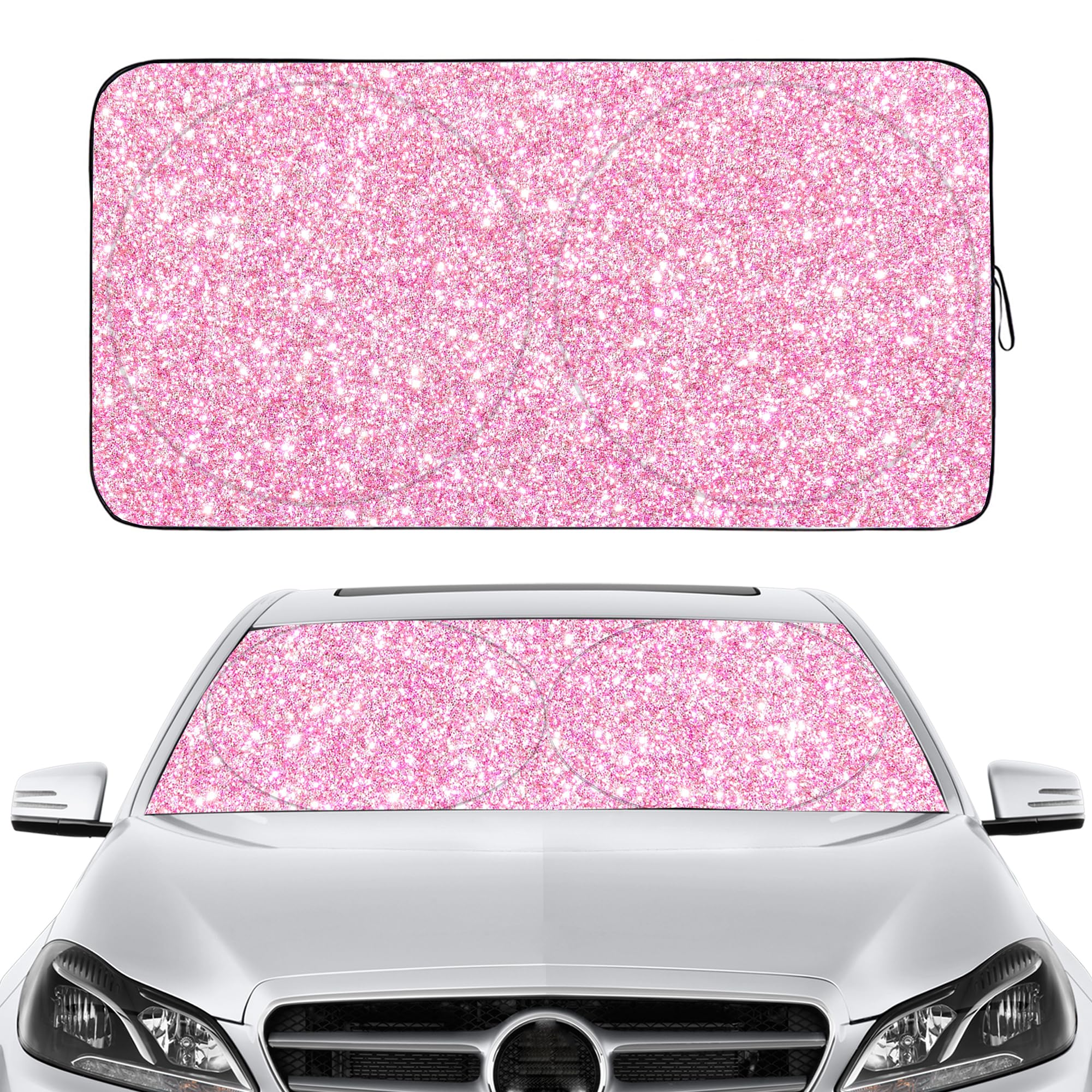 Gven Windshield Sun Shade for Car Front Window Cover Sunshades Visor Automotive Sun Shield for Full-Size Sedan & SUV, Mid-Size SUV, Sports Cars Mid-Size Pickup Truck Car Accessories (Pink, L)
