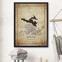 Vista 3 de Mapa de Adana, Turquía, Vintage Western (16x20)