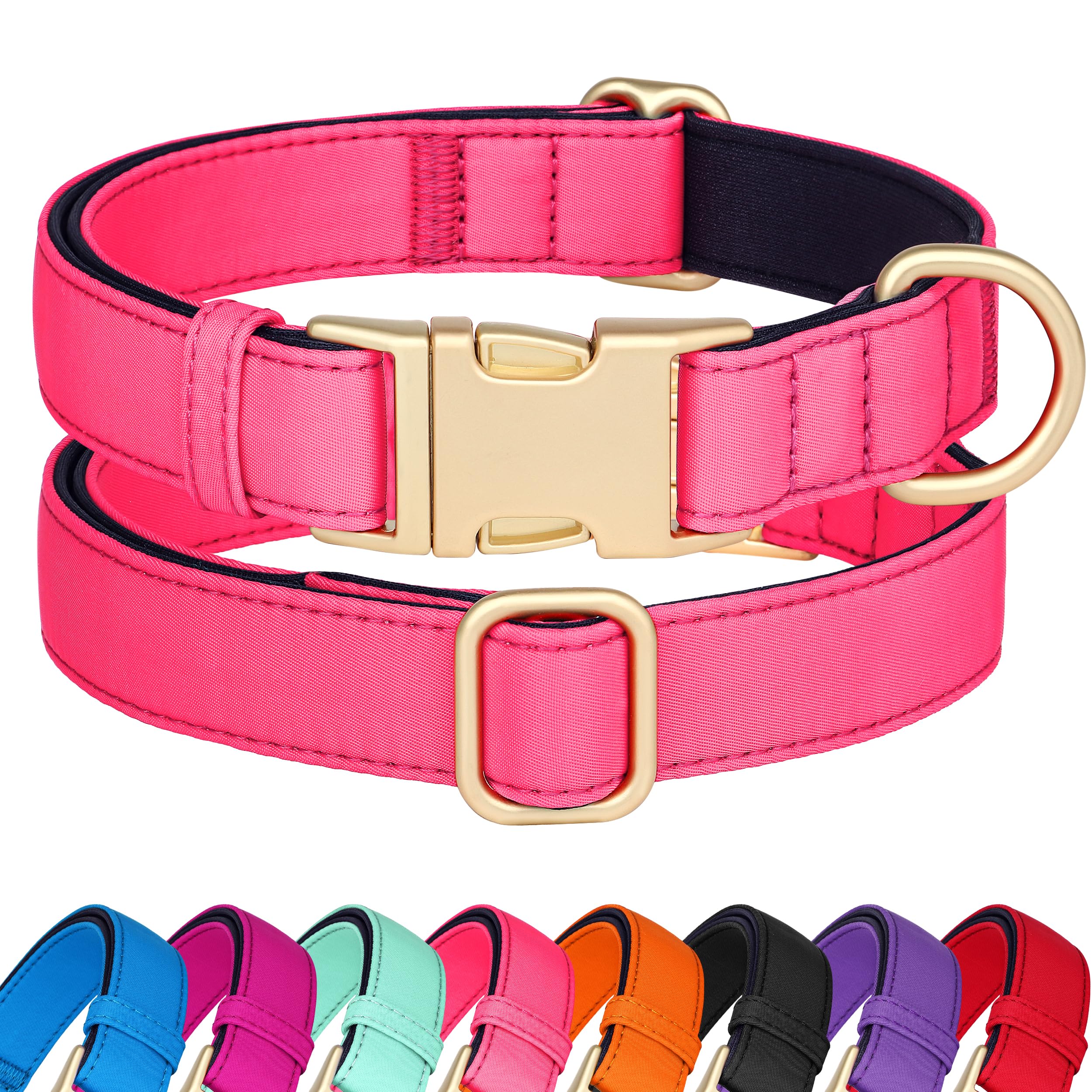 Didog Soft Padded Dog Collars for Small Dogs, Colorful and Durable Dog Collar with Quick Release Buckle, Light and Breathable for Daily Walking, Pink,
