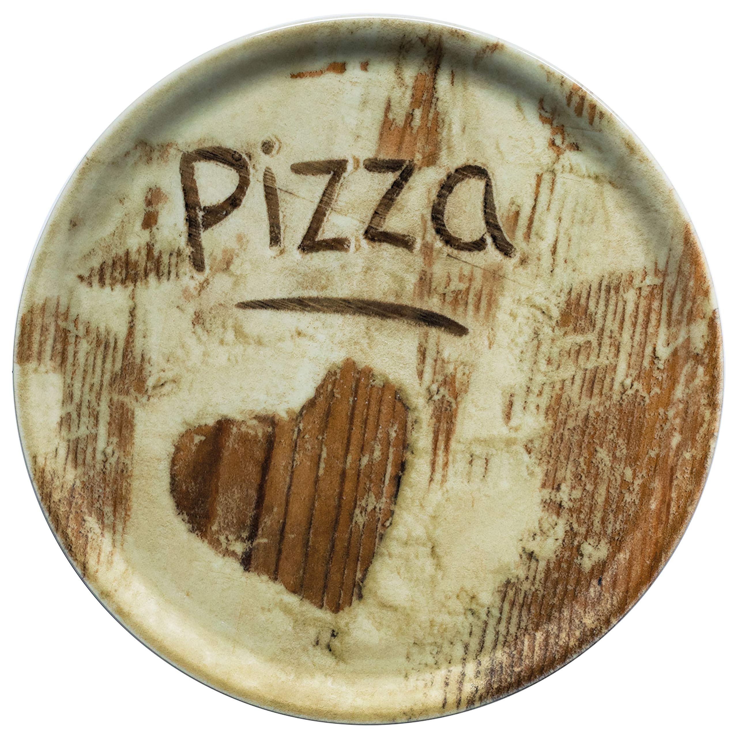 MamboCat Lot de 6 assiettes à pizza, 33,3 cm de diamètre, grandes, décor complet, motifs préférés : pizza avec olives et salami, en porcelaine, pour servir pizza, charcuterie, fromage