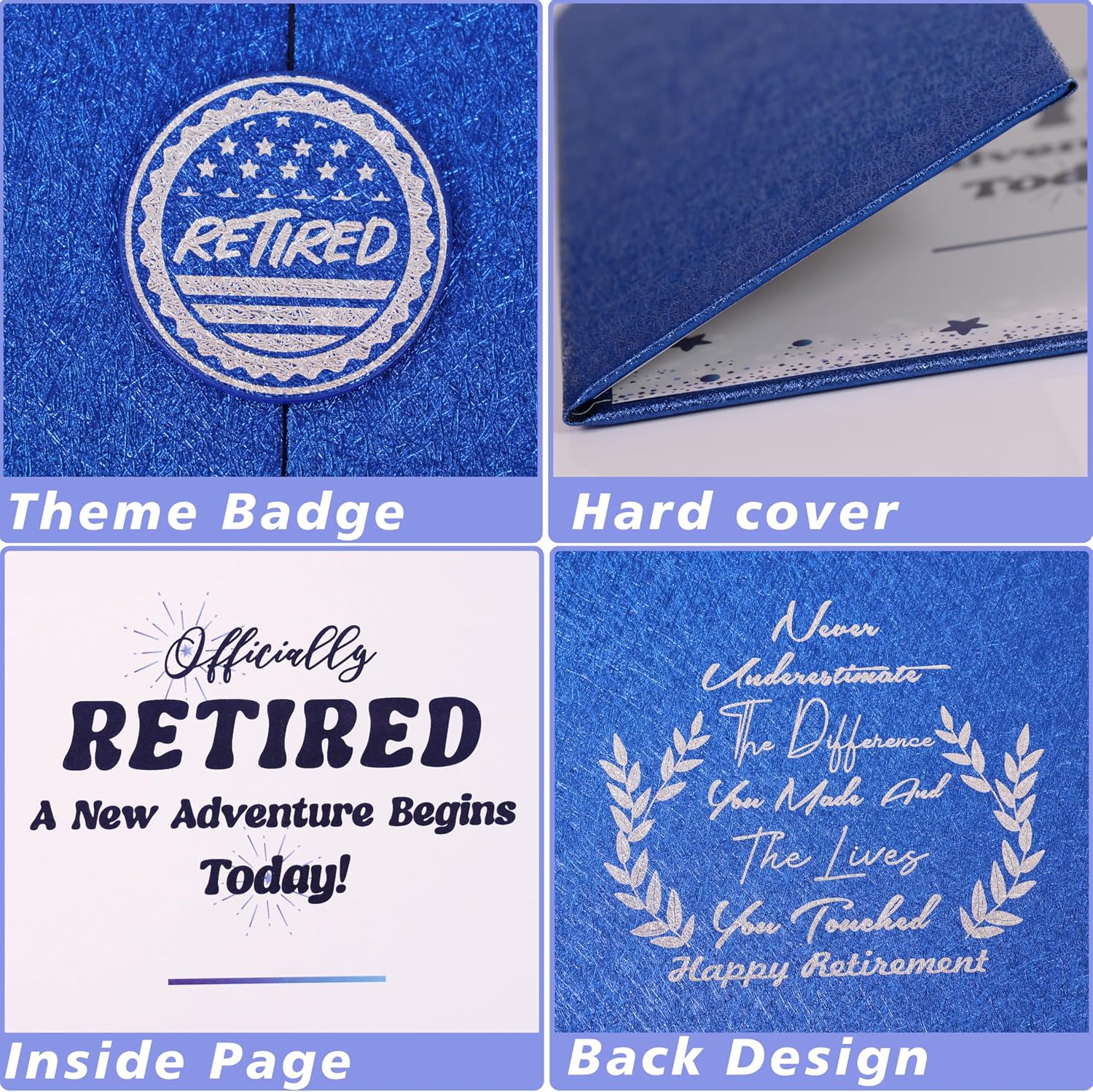 Large Retirement Signing Card, Blue Silver Retirement Party Decorations for Men Women, Retired Alternative Signature Board GuestBook, Happy Retirement Gifts Farewell Party Supplies to Sign