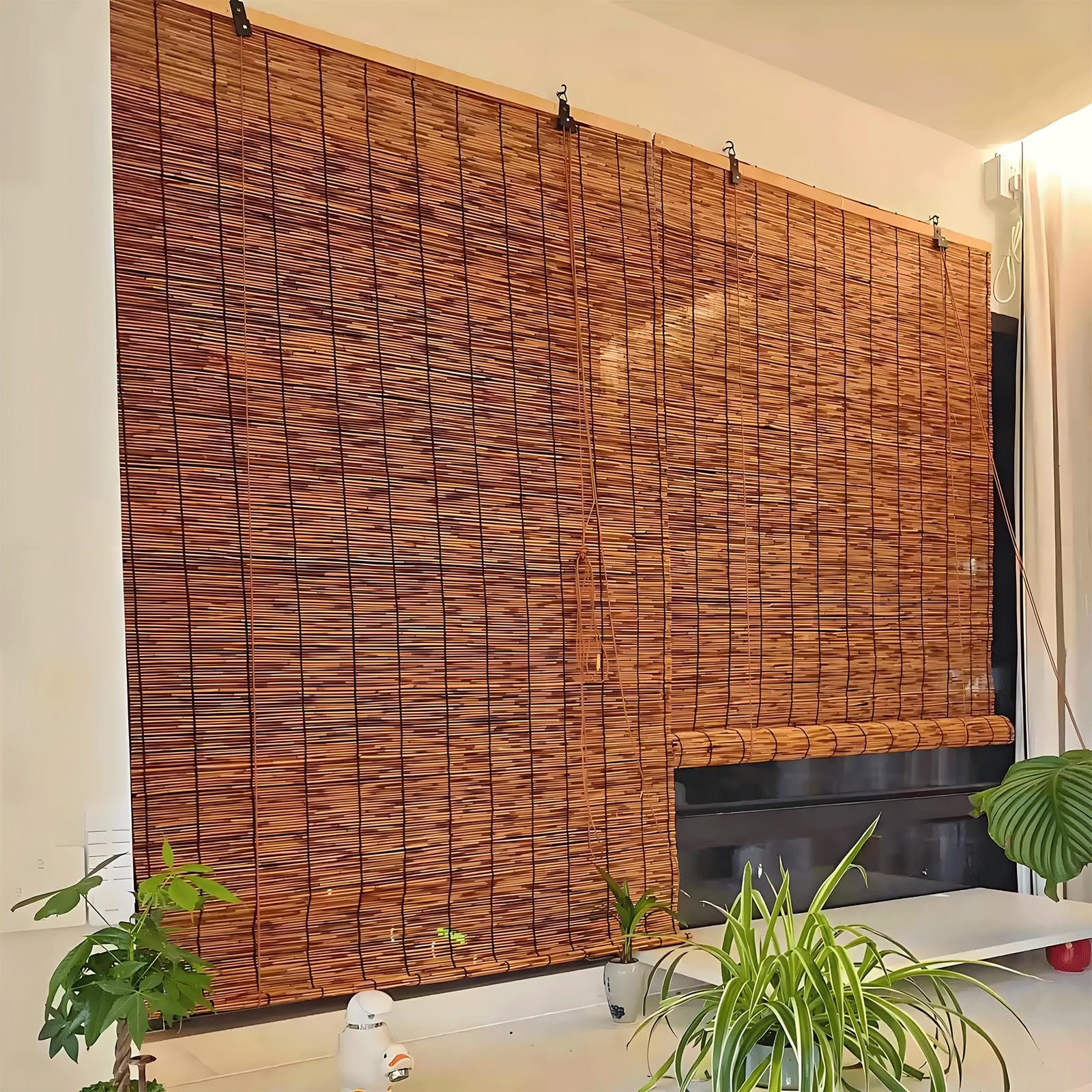 Reed curtains, sunshade privacy reed curtains, balcony terrace outdoor sunshade, easy to clean/easy to install(W80xH200cm)