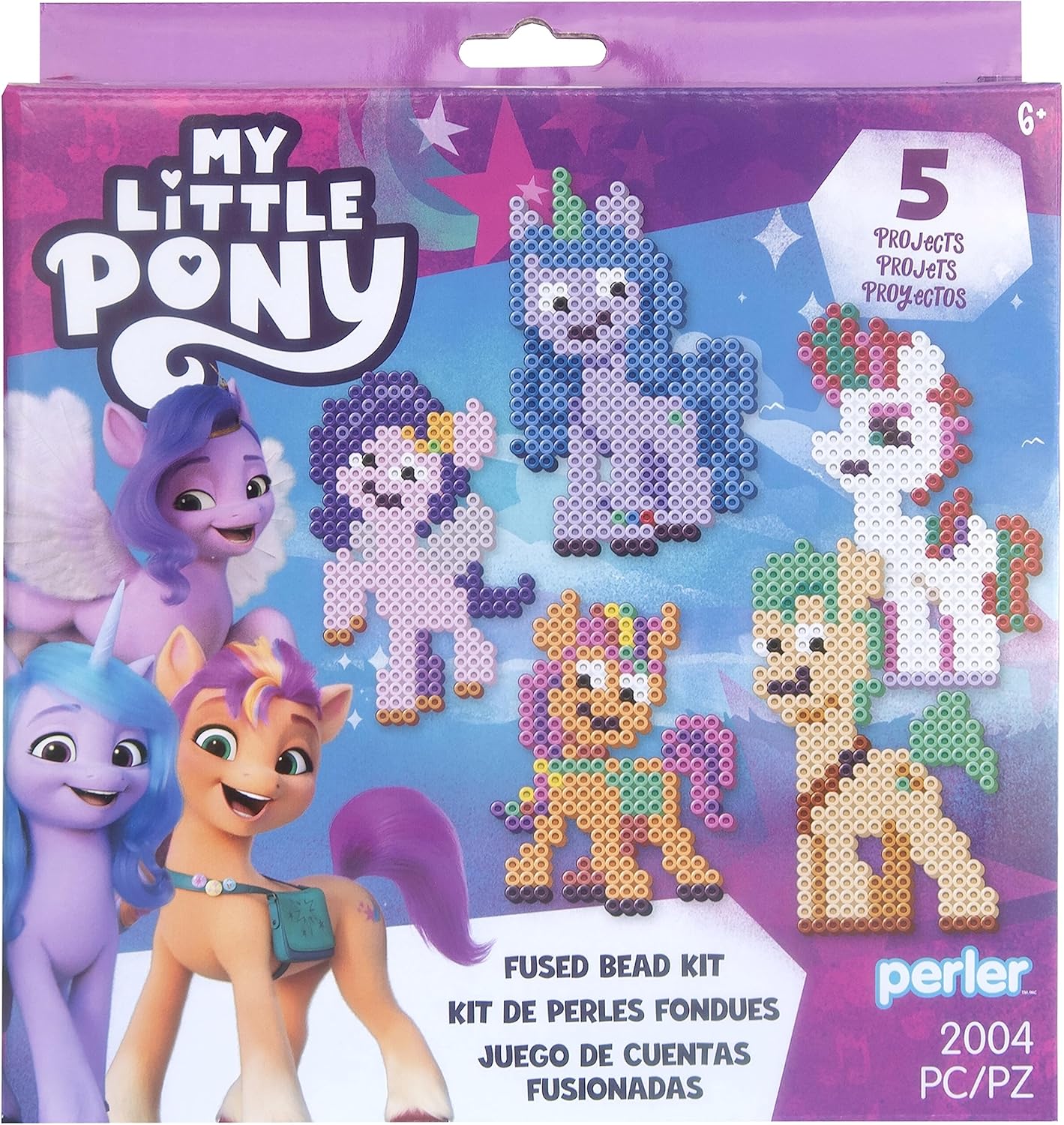 Perler 80-56993 My Little Pony Fused Bead Activity Kit with Pegboard and 5 Patterns, Multicolor, 2004 Pieces