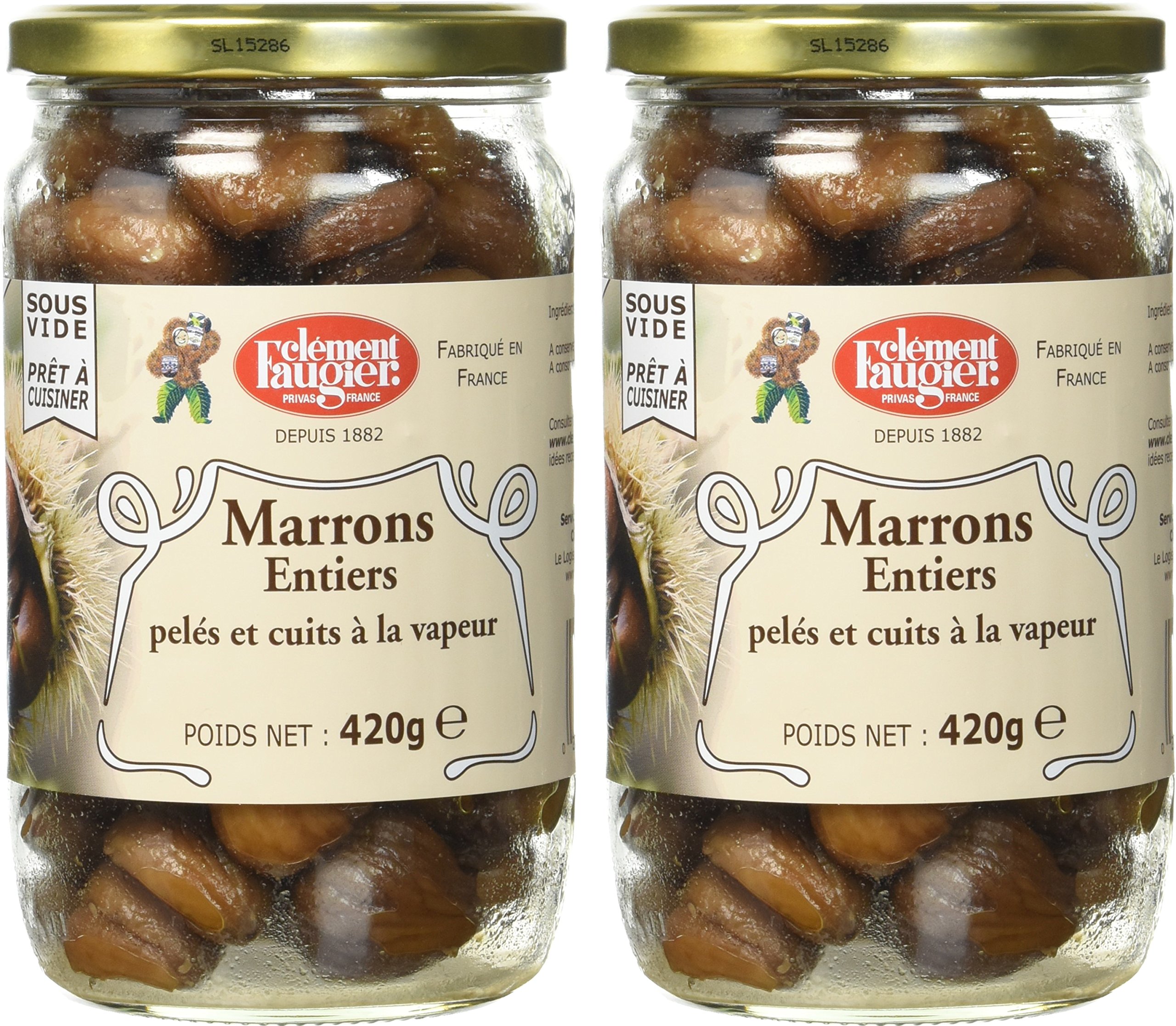 Clément Faugier - Marrons Entiers pelés et cuits à la vapeur - 420g - Lot de 2