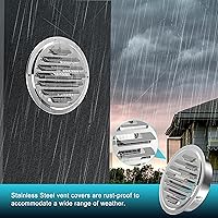 Vista 4 de Rejillas de Ventilación de Sofito de Acero Inoxidable de 6 Pulgadas, HG Power Cubierta de Ventilación Redonda con Malla de Pantalla, Campana