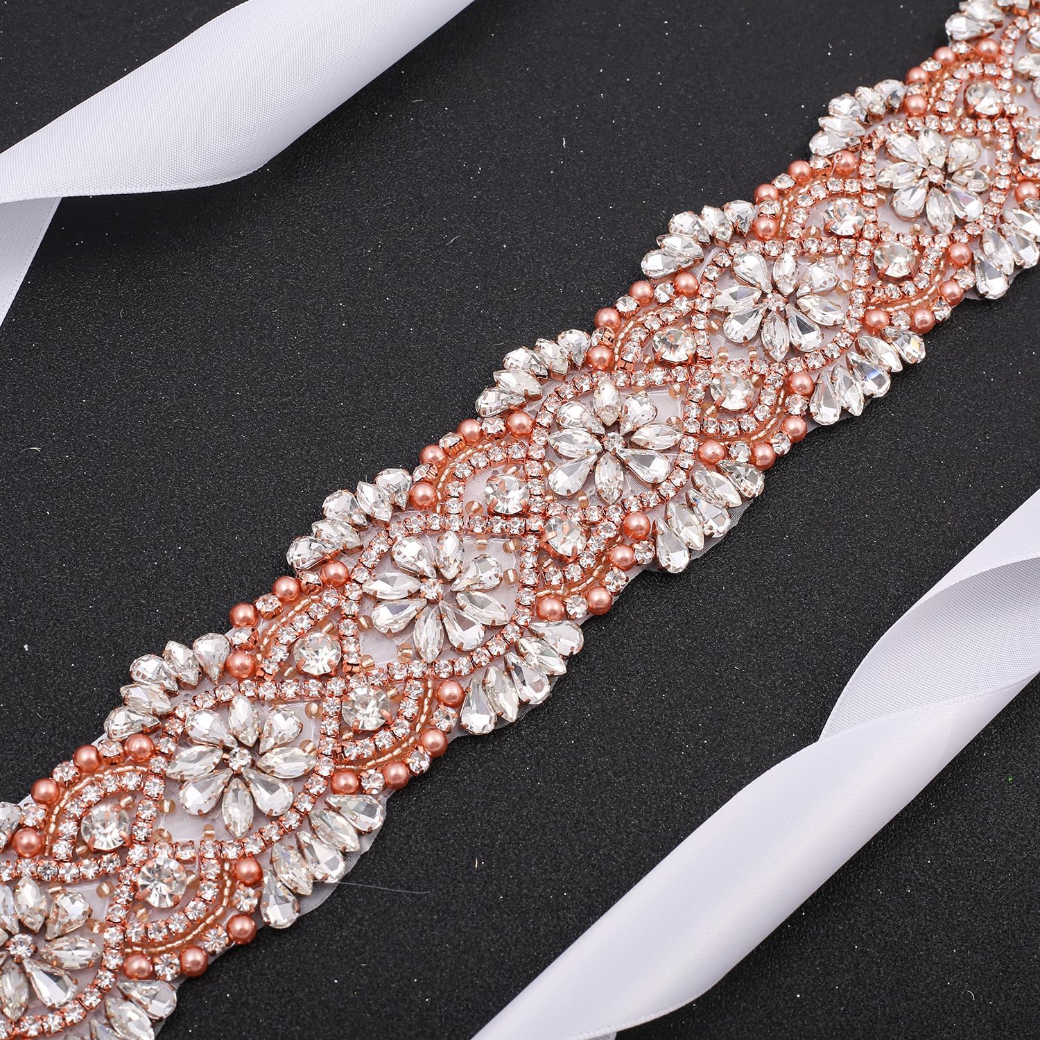 Faja Cinturones de Novia con Perlas, cinturón de Vestir, Cinturones de Boda con cinturón de Diamantes de imitación, cinturón Adornado con Cuentas, cinturón de satén (Color : Off White)
