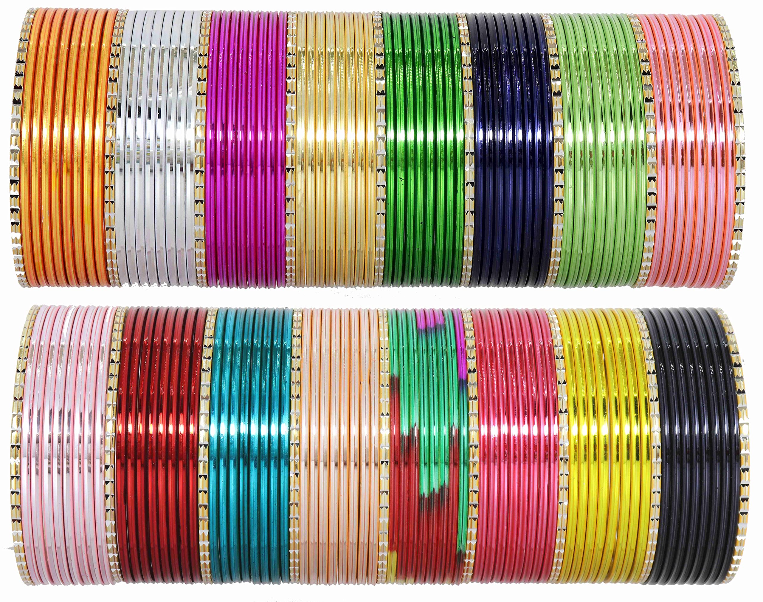 Base Metal Bangle Set for Women and Girls, Multi-Color, Pack Of 146