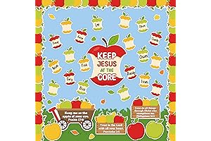 Haooryx 107Pcs Fall Autumn Jesus in The Core Apple Sunday School Bulletin Board Decoration Set