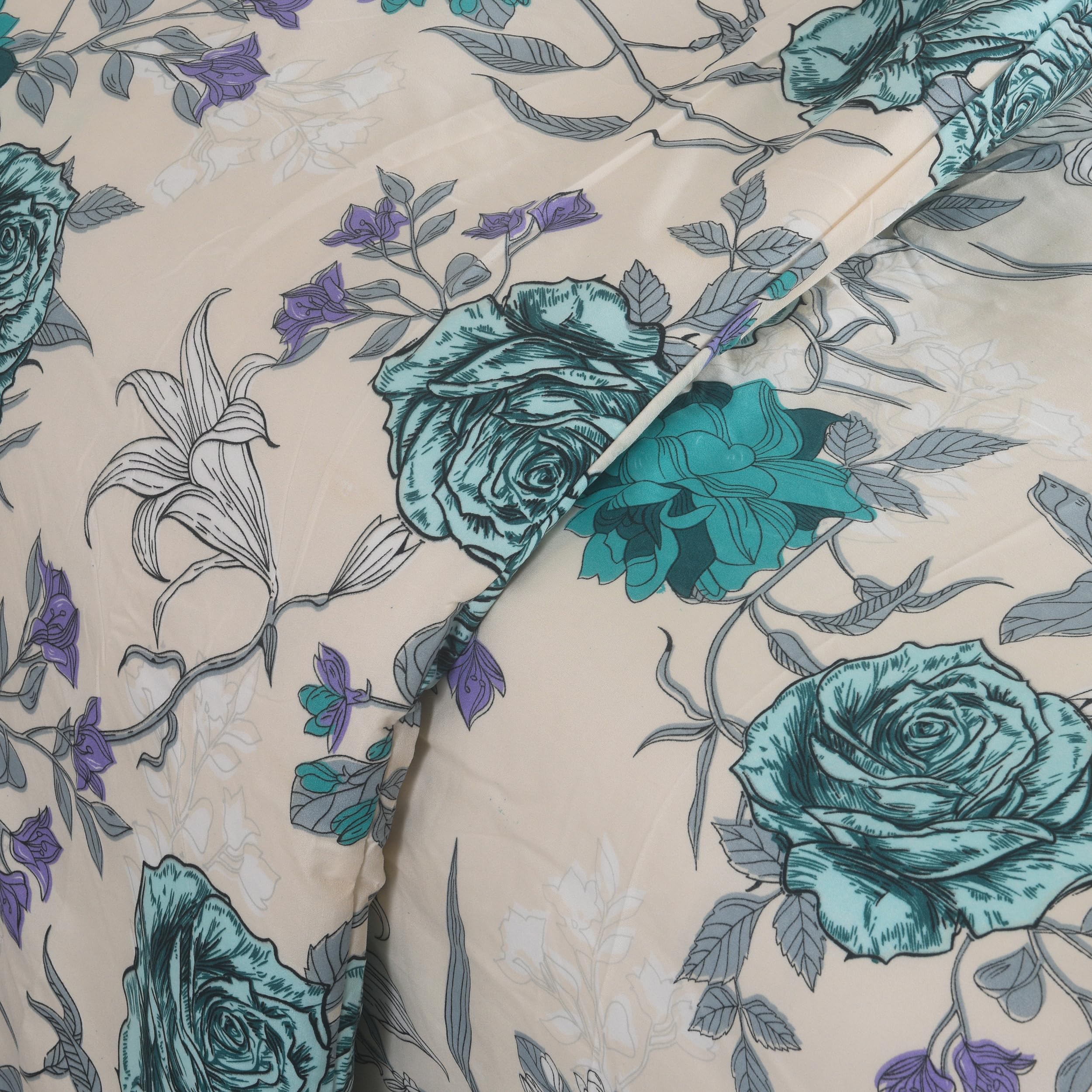 CHARKHAH 3 Piece Reversible Floral Double Duvet Cover Set including 2 Pillowcases - Image 5