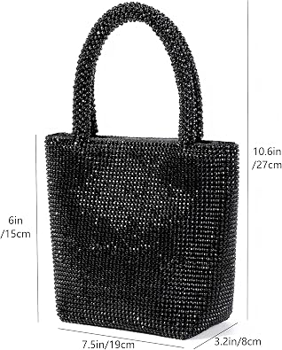 Evening Bags Women Handbag Clutch Purses for Ladies Formal Dressy Wedding Sparkling Party Cocktail Prom Wristlet Handbag Mini Tote Bag Black